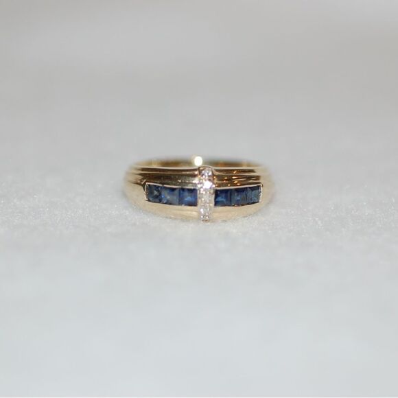 Vintage art deco sapphire and diamond band - Picture 4 of 4